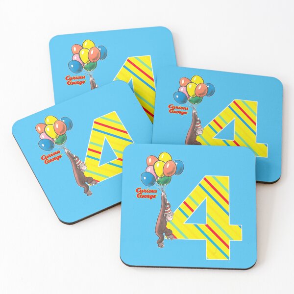 Item preview, Curious George Vintage 4th Birthday Balloons    designed and sold by RunolfsdottirEs.