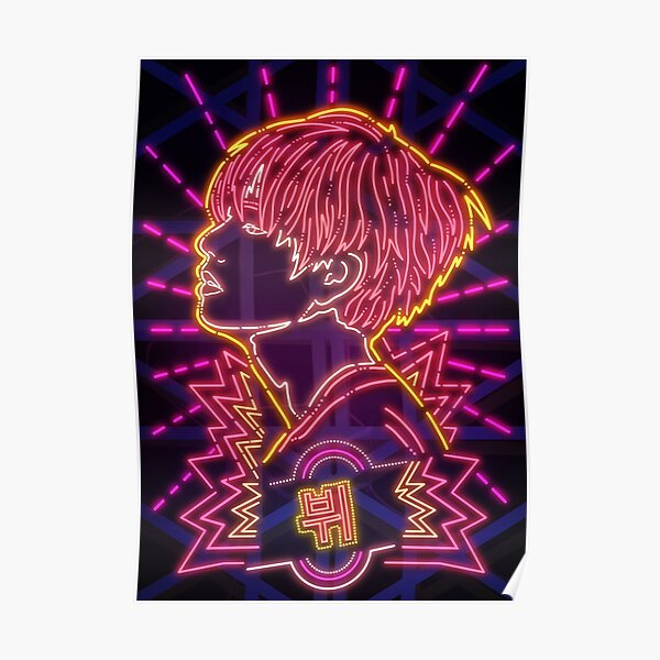 Tae V Kpop Neon Art Poster