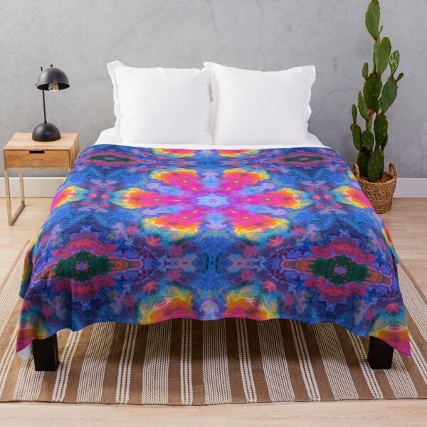 Item preview, Psychedelic Hippie Flower Pink Yellow and Blue designed and sold by WormholeOrbital.
