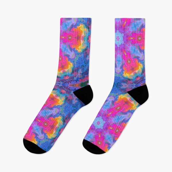 Item preview, Psychedelic Hippie Flower Pink Yellow and Blue designed and sold by WormholeOrbital.