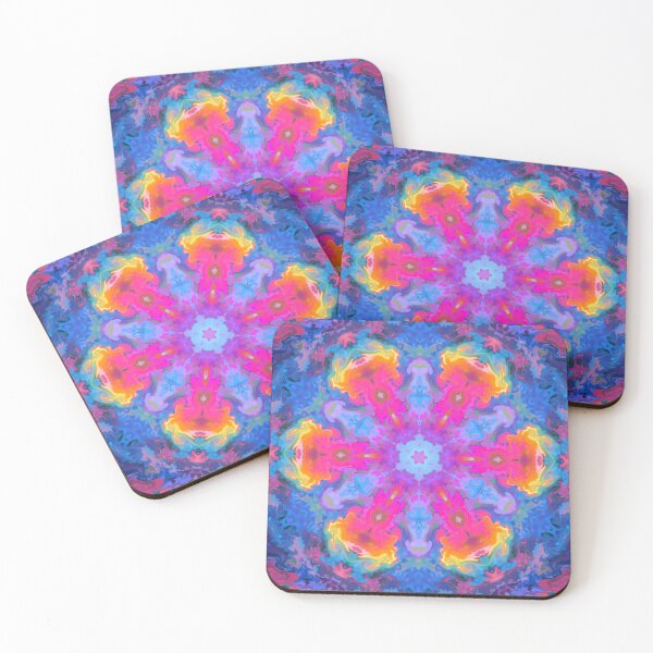 Item preview, Psychedelic Hippie Flower Pink Yellow and Blue designed and sold by WormholeOrbital.