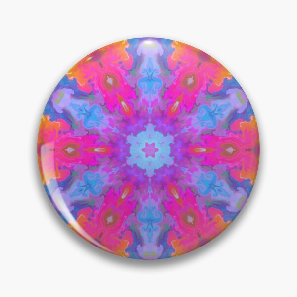 Item preview, Psychedelic Hippie Flower Pink Yellow and Blue designed and sold by WormholeOrbital.