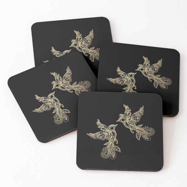 Item preview, Elegant Lovebirds - Black & Gold designed and sold by PawsitiveMum.