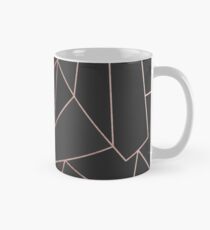 Chic Rose Gold Geometric Outline on Black Charcoal Classic Mug