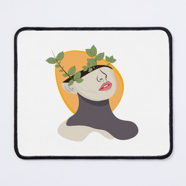 Item preview, Beautiful female face with green leaves of plant on pastel yellow background. Copy space for ad, text. Modern design. Conceptual, contemporary bright artcollage. designed and sold by KARTICK DUTTA.