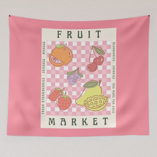 Item preview, Fruit Market Pink Gingham Picnic  designed and sold by DesignStory.