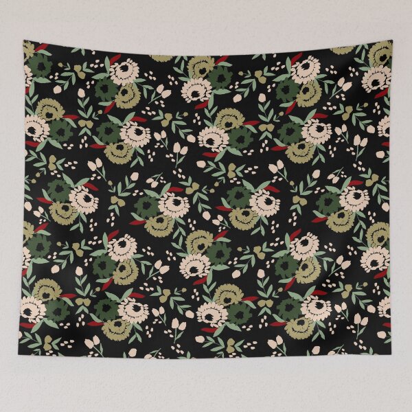 Item preview, black green red flower  designed and sold by chiara-de-david.