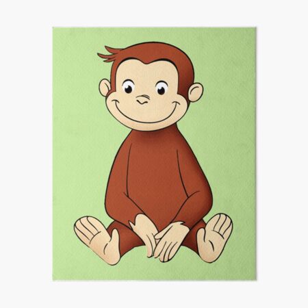 George the curious monkey cartoon for kids pack  Art Board Print for Sale  by portrait4you