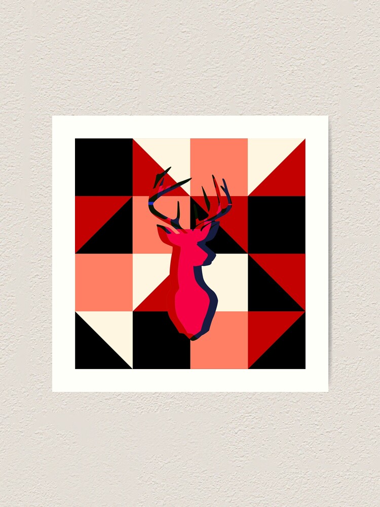Thumbnail 1 of 3, Art Print, Red Deer Pattern designed and sold by SimpleLee.