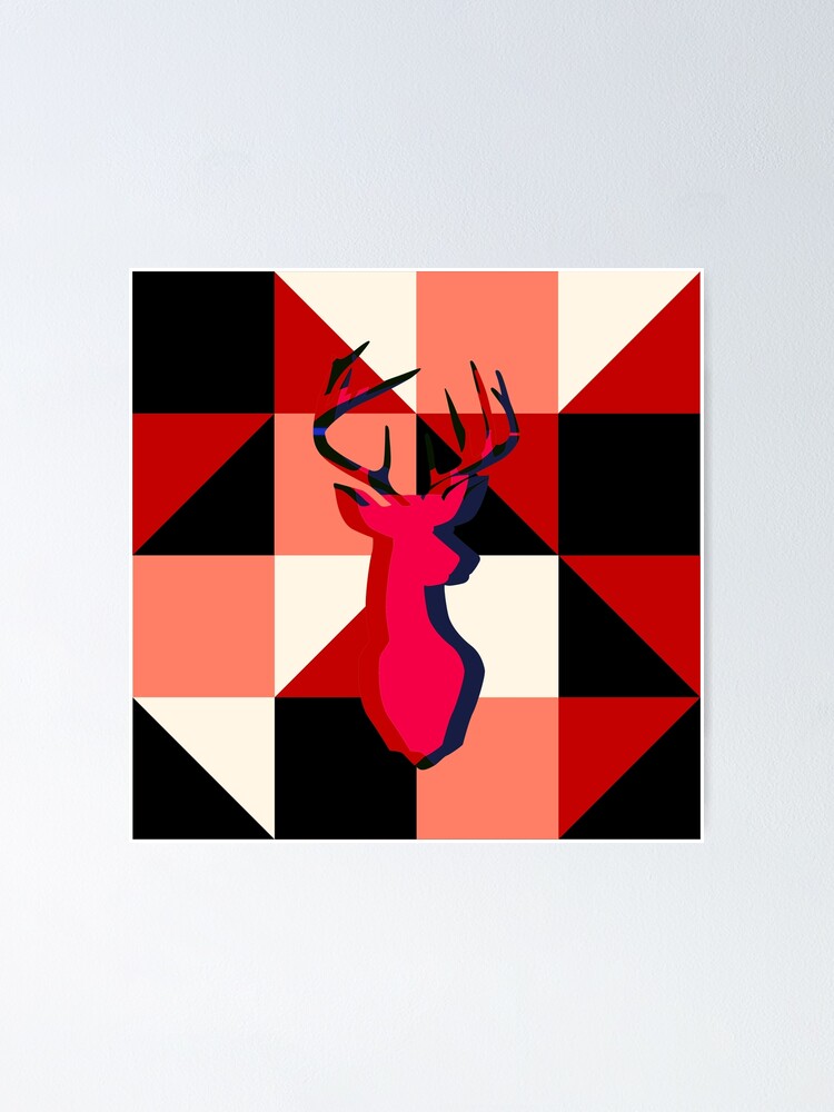 Thumbnail 1 of 3, Poster, Red Deer Pattern designed and sold by SimpleLee.