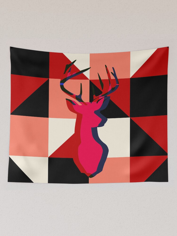 Thumbnail 2 of 3, Tapestry, Red Deer Pattern designed and sold by SimpleLee.