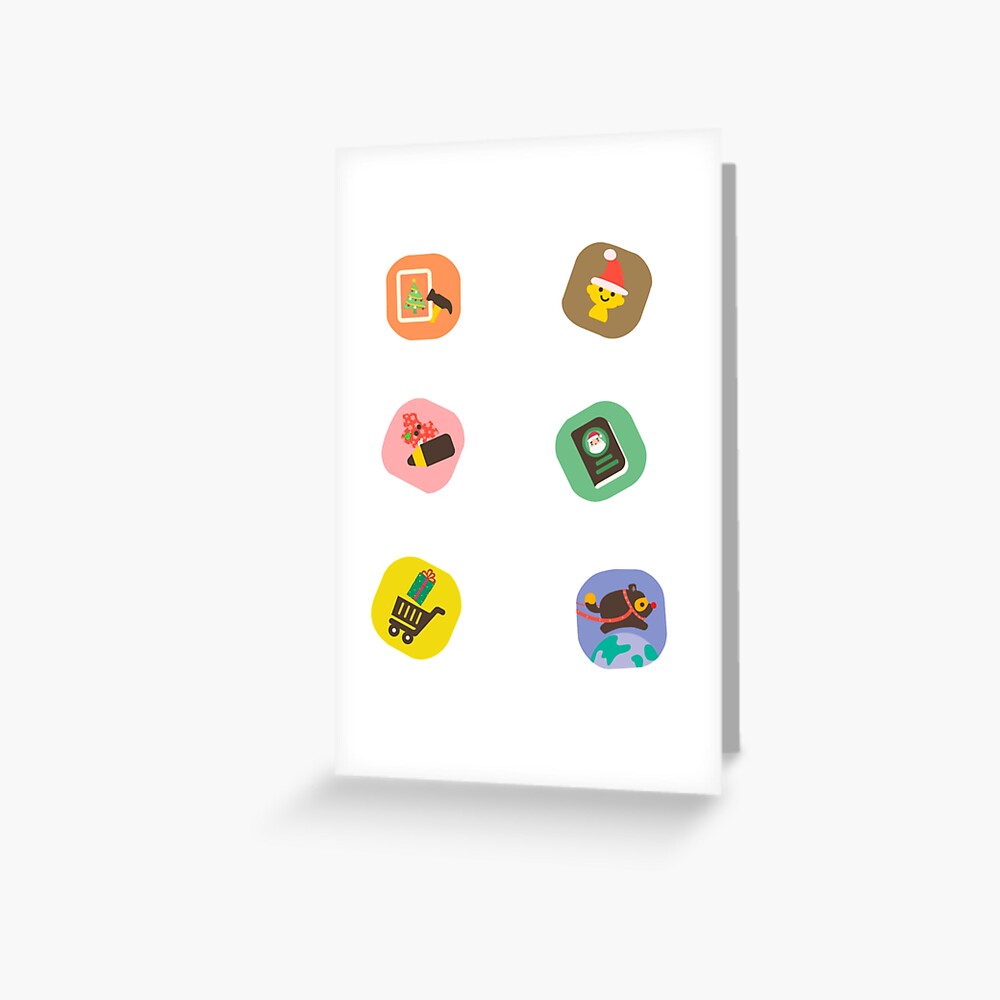 "Cute ACNH Christmas Nook Phone Icons " Greeting Card by