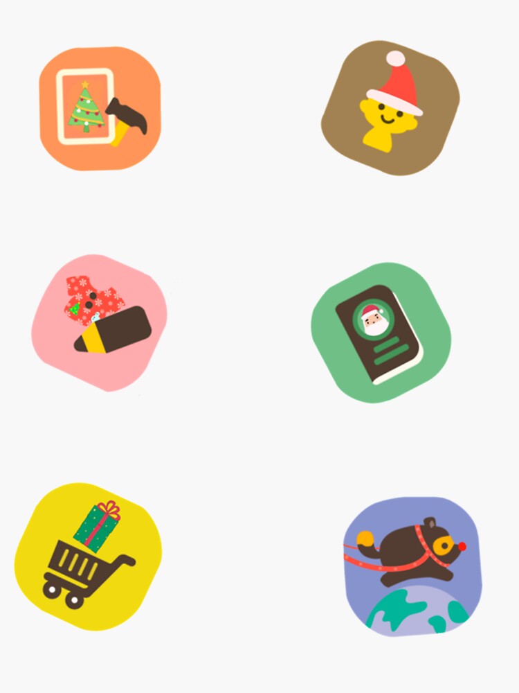 "Cute ACNH Christmas Nook Phone Icons " Sticker for Sale by