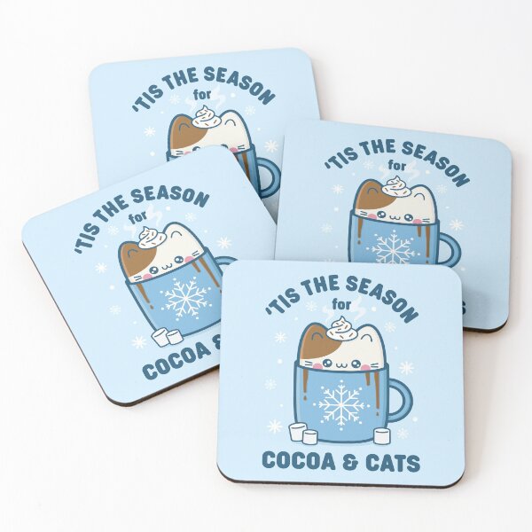 Item preview, Tis the Season for Cocoa and Cats - Hot Chocolate Kawaii Christmas Cat designed and sold by KittyCotton.
