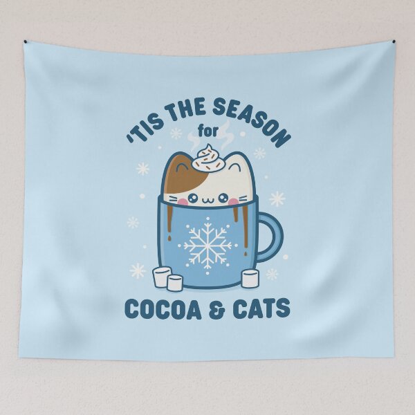 Item preview, Tis the Season for Cocoa and Cats - Hot Chocolate Kawaii Christmas Cat designed and sold by KittyCotton.