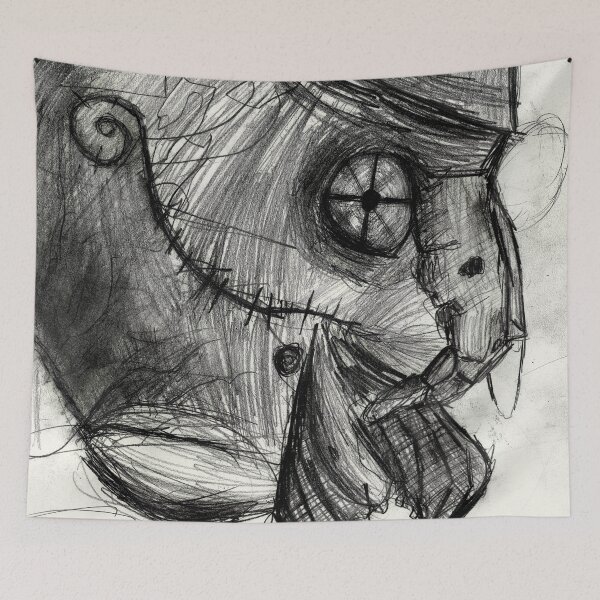 Aperçu de l'œuvre zombie mort-vivant gothique oiseau cyborg monstre machanical créature dessin caractéristique créée et vendue par Followthedon.