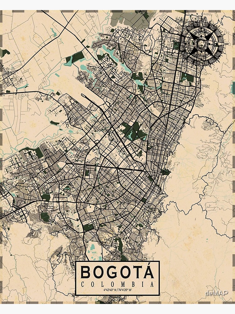 Bogota City Map Of Colombia Vintage Poster By Demap Redbubble 