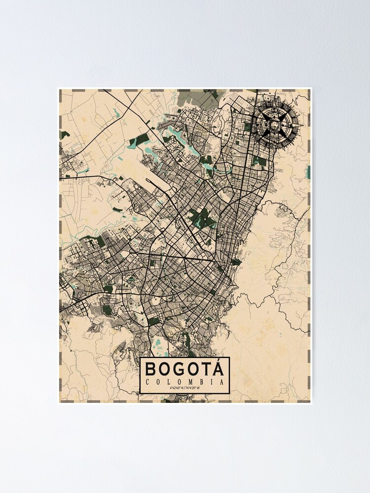 Bogota City Map Of Colombia Vintage Poster By Demap Redbubble 