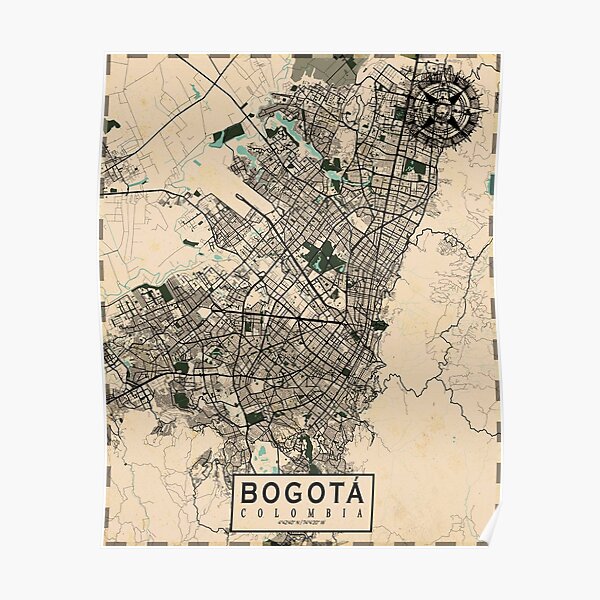 Bogota City Map Of Colombia Vintage Poster By Demap Redbubble 