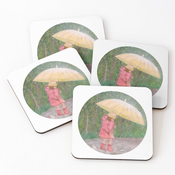 Item preview, Girl walking in the rain and having fun with the water puddles designed and sold by Daranem.