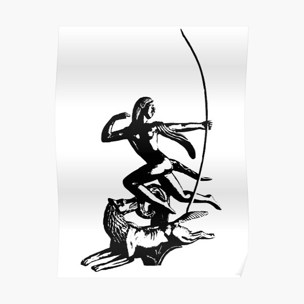 Diana Running with Wolf Poster