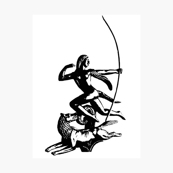 Diana Running with Wolf Photographic Print