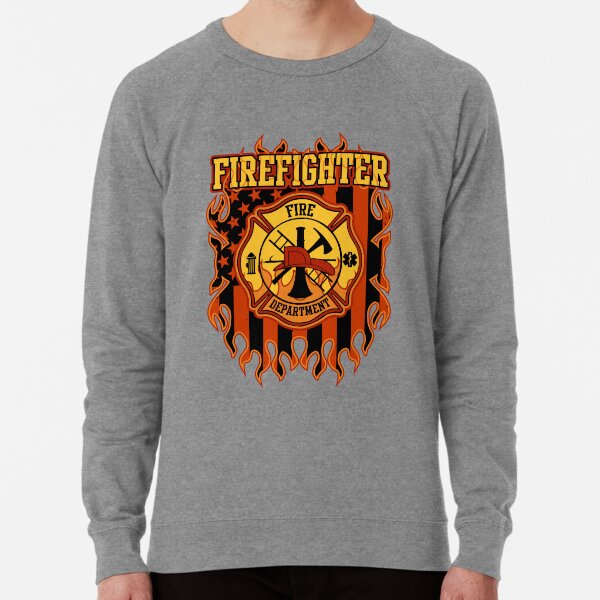 Crewneck Sweatshirt Volunteer Firefighter Diamond Plate Steel Fire