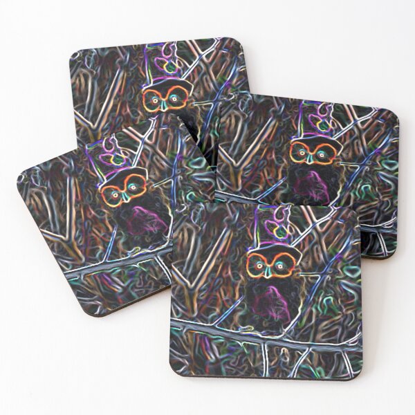 Item preview, Abstract Halloween Owl with Top Hat Neon Colorful designed and sold by JariHawk.
