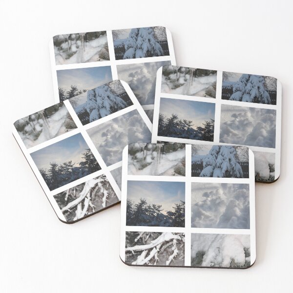 Item preview, Snowy Winter Collage Trees Bushes Pine Trees designed and sold by JariHawk.