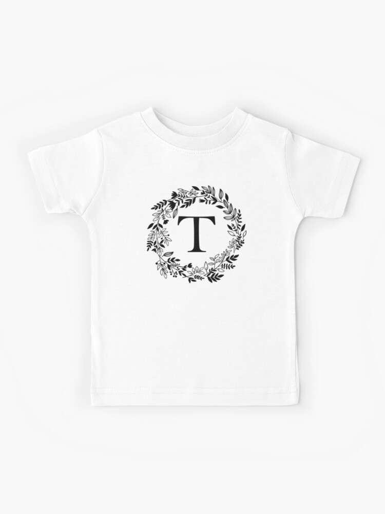 monogram tshirt, tropical wreath initial monogram unisex or vneck