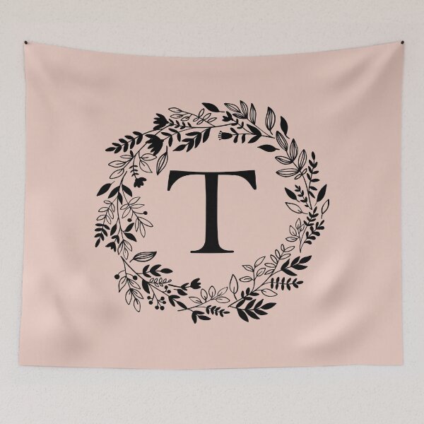 Item preview, Letter T with Floral Wreath - Initial T - Monogram Art designed and sold by thelustrous.
