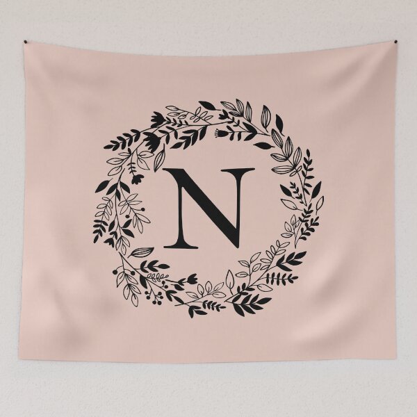 Item preview, Letter N with Floral Wreath - Initial N - Monogram Art designed and sold by thelustrous.