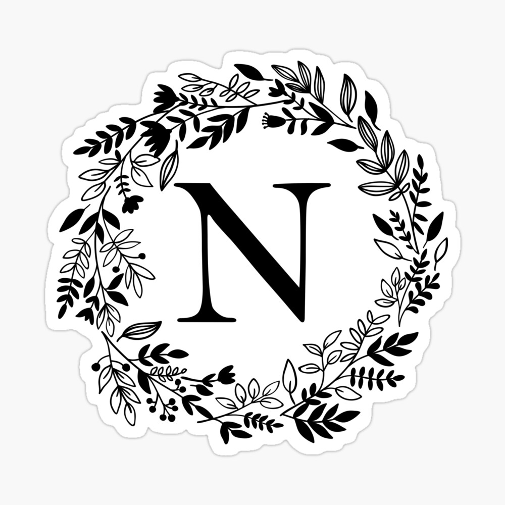 N logo, Letter N monogram, style floral (2315880)