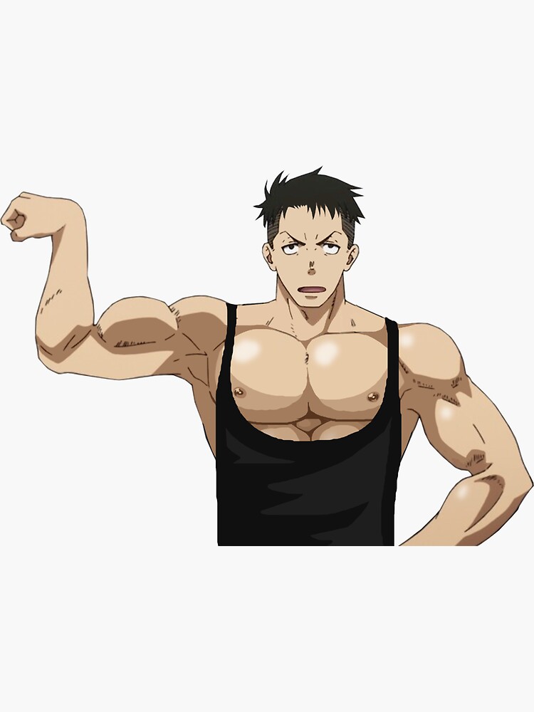 Flexing Obi Akitaru Fire Force Sticker By Kawaiicrossing Redbubble 4082