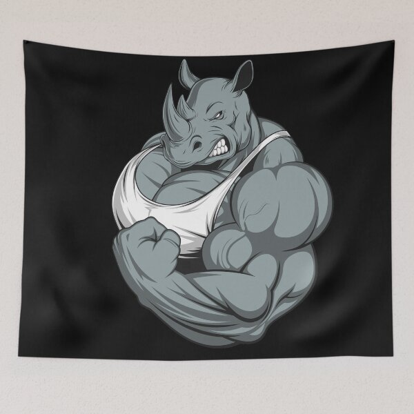 Item preview, Big White Fitness Rhinoceros  designed and sold by BerryCats.