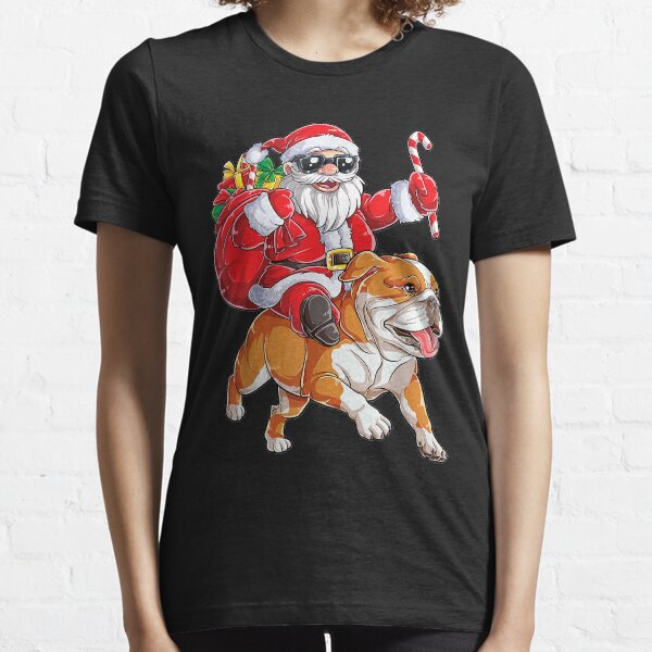 Artikel-Vorschau von Christmas Santa Claus Riding English Bulldog Xmas Boys Dog, designt und verkauft von Melle123234.