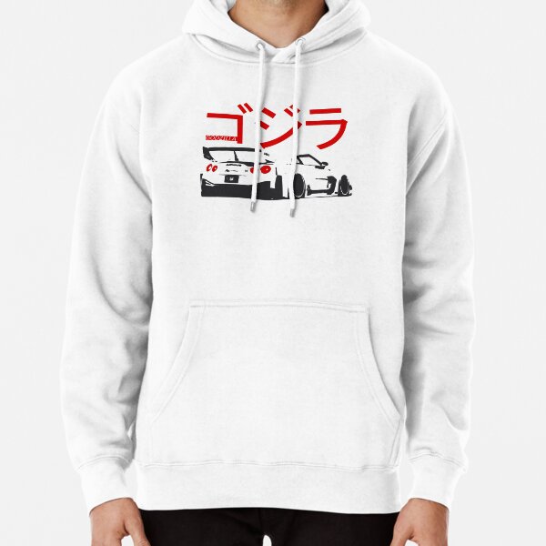 GTR R35 Japan Style Automotive Tuner. White Pullover Hoodie
