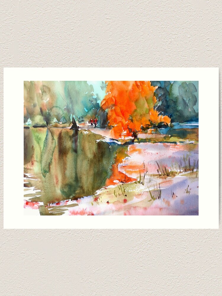 Mid 20th Century Expressionist Nature Landscape Watercolor Paintings - Set  of 2