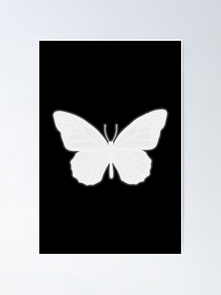 White Butterfly Design with Black Background