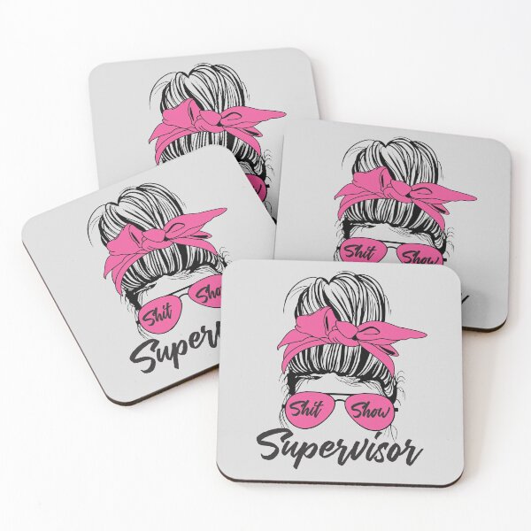 Item preview, Shit Show Supervisor Funny Messy Bun Pink Distressed Sunglasses designed and sold by niftee.