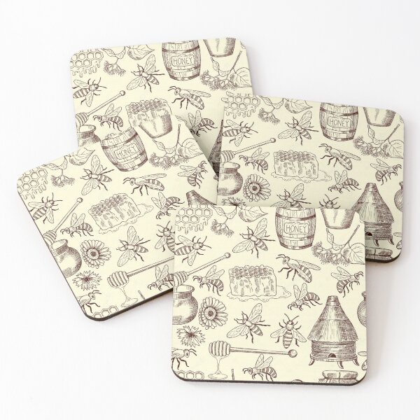 Item preview,  Vector seamless pattern with honey, bees and honeycomb designed and sold by TrendyThings37.