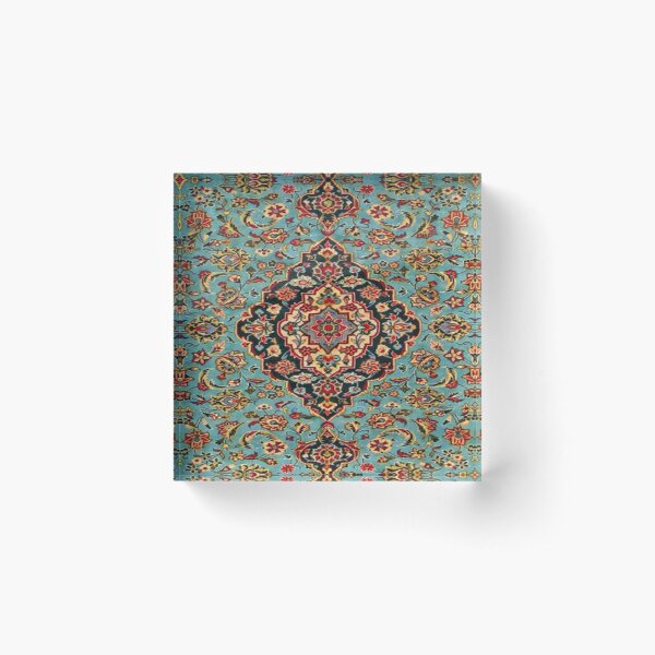 Oriental Rugs Geometric Pattern Blue And Red Acrylic Block