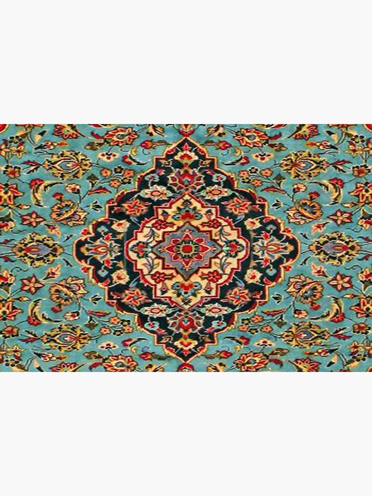 Disover Oriental Rugs Geometric Pattern Blue And Red Bath Mat