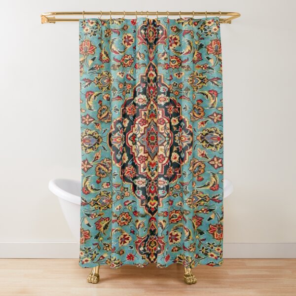 Oriental Rugs Geometric Pattern Blue And Red Shower Curtain