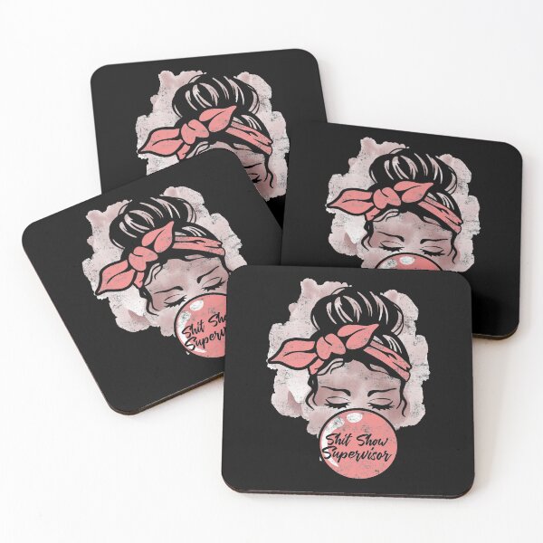 Item preview, Shit Show Supervisor Funny Messy Bun Pink Distressed Bubble Gum designed and sold by niftee.