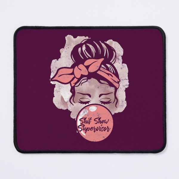 Item preview, Shit Show Supervisor Funny Messy Bun Pink Distressed Bubble Gum designed and sold by niftee.