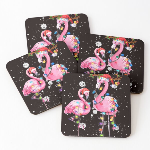 Artikelvorschau, Christmas Flamingo Santa Hat Xmas Lights Flamingo Loves entworfen und verkauft von JodyBoling.