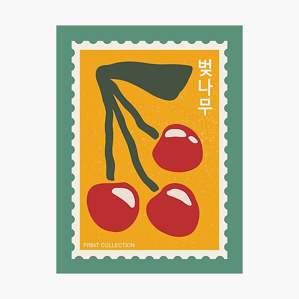 Item preview, Cherry art print, Cute korean poster, Retro 90s stamp, Posters aesthetic, Exhibition poster, Fruits, Pop art designed and sold by KristinityArt.