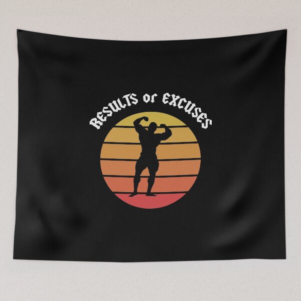 Item preview, Funny Gym Bodybuilding Sayings Results Or Excuses Retro Vintage Sunset designed and sold by magicos1.