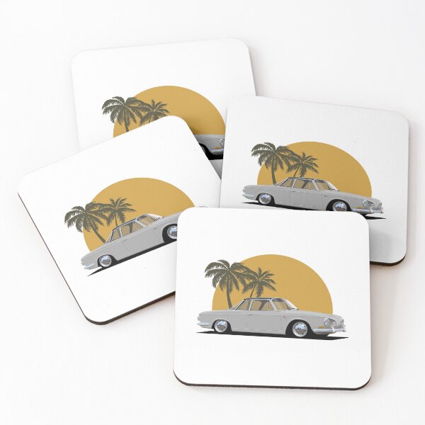 Item preview, Maquinilla de afeitar Karmann Ghia Type 34 con fondo de puesta de sol de palmera designed and sold by Hamilton illustrations.
